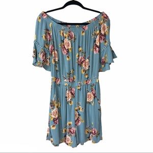 Floral short sleeve boho off the shoulder romper M